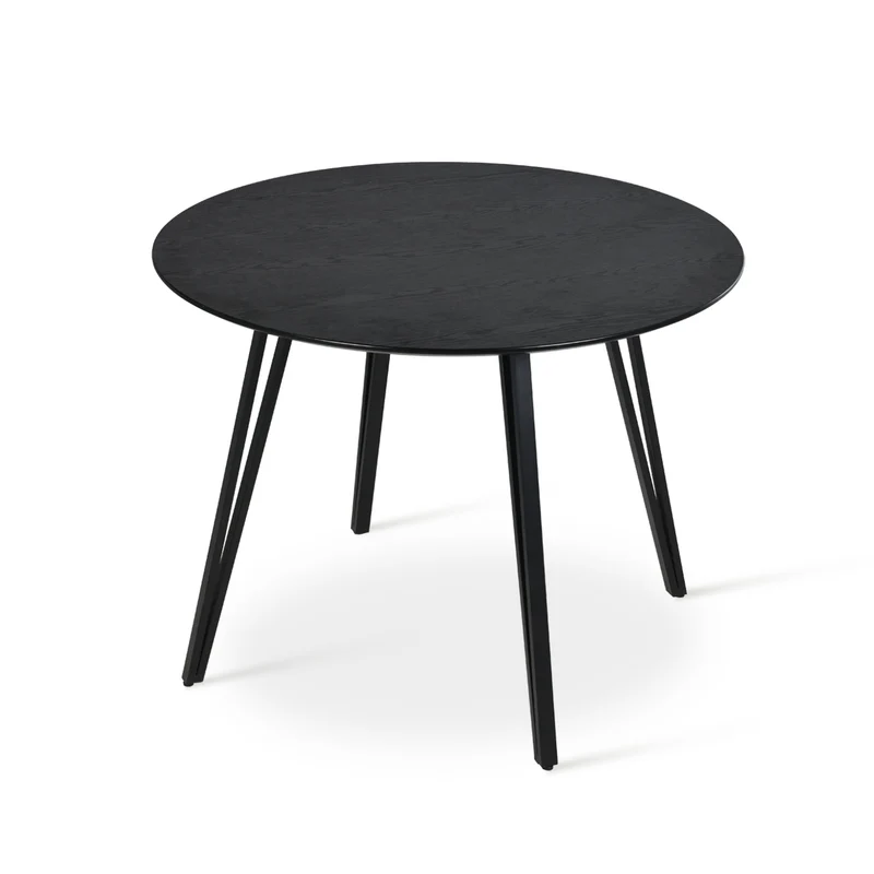 Table de salle à manger ronde Fareeha [Bois & Noir] [100 cm]