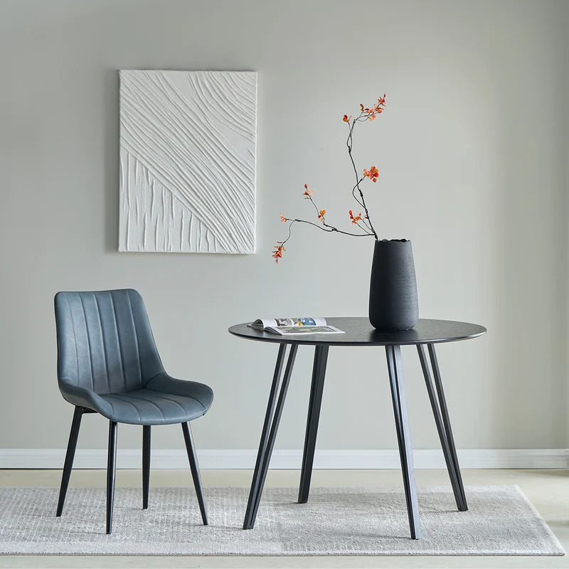 Table de salle à manger ronde Fareeha [Bois & Noir] [100 cm]