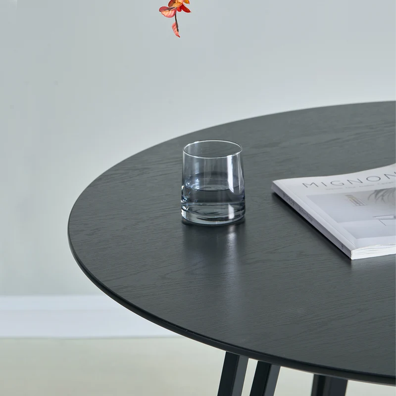 Table de salle à manger ronde Fareeha [Bois & Noir] [100 cm]