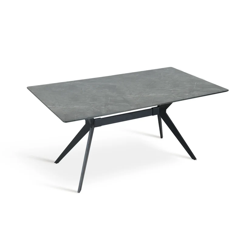 Table de salle à manger Rectangulaire Laila [Marbre gris foncé] [160 cm]