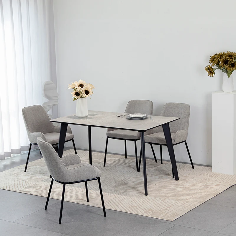 Table de salle à manger Rectangulaire Valdez [Marbre gris] [140 cm]