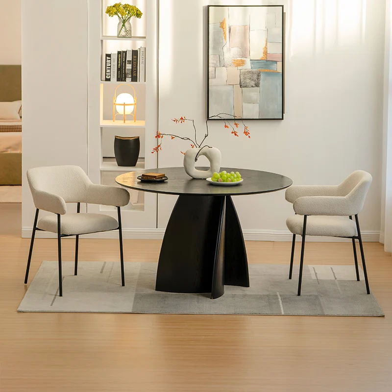 Table de salle à manger ronde Gemma [Noir & Bois] [120 cm]