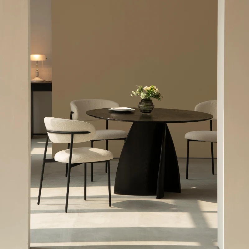 Table de salle à manger ronde Gemma [Noir & Bois] [120 cm]