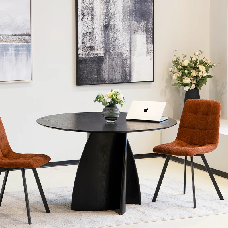 Table de salle à manger ronde Gemma [Noir & Bois] [120 cm]
