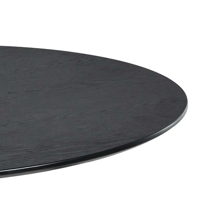 Table de salle à manger ronde Tiana [Travertin & Bois noir] [80 cm]