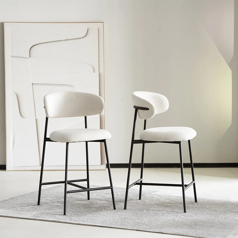 Tabouret de Bar Zahra [Lot de 1] [Tissu Bouclette] [65 cm]