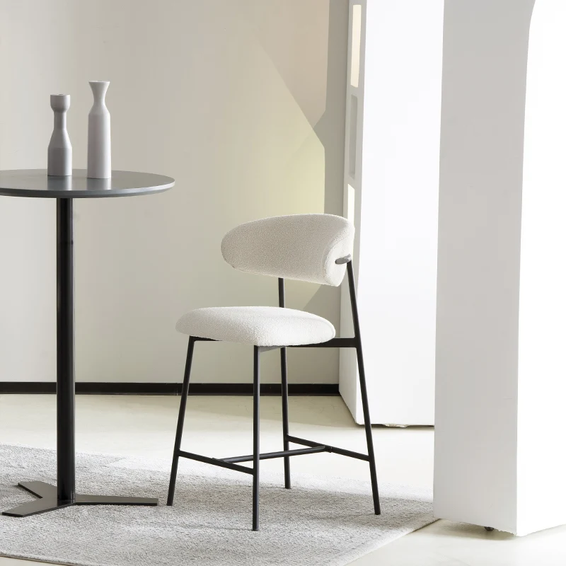 Tabouret de Bar Zahra [Lot de 1] [Tissu Bouclette] [65 cm]
