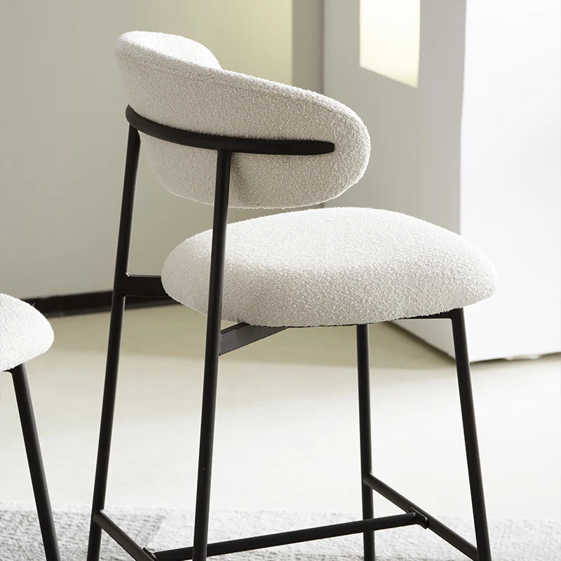 Tabouret de Bar Zahra [Lot de 1] [Tissu Bouclette] [65 cm]