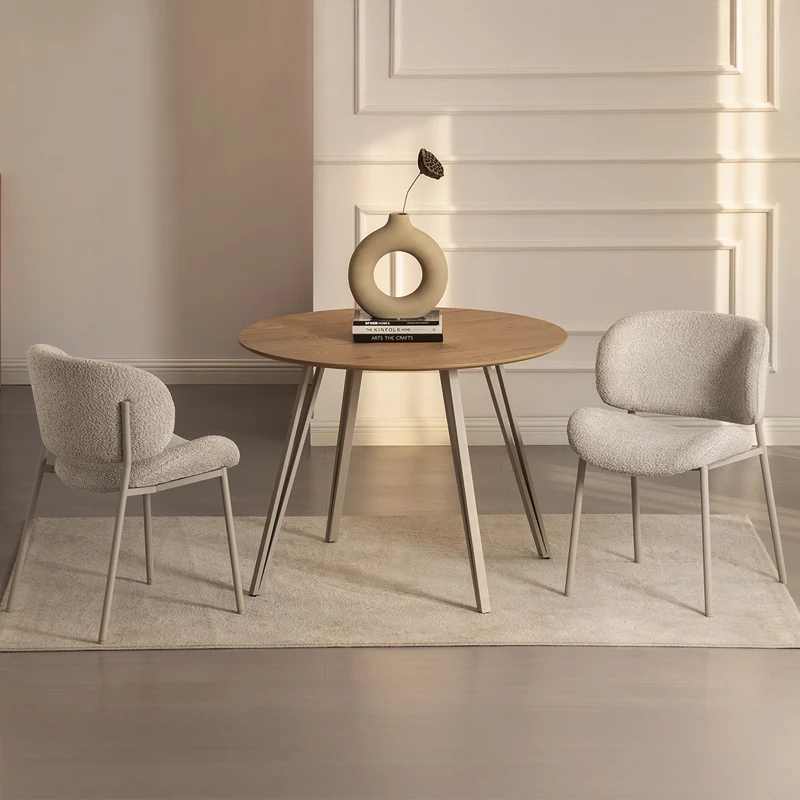 Chaise de Salle à Manger Hadley [Lot de 2] [Beige] [Tissu Bouclette]