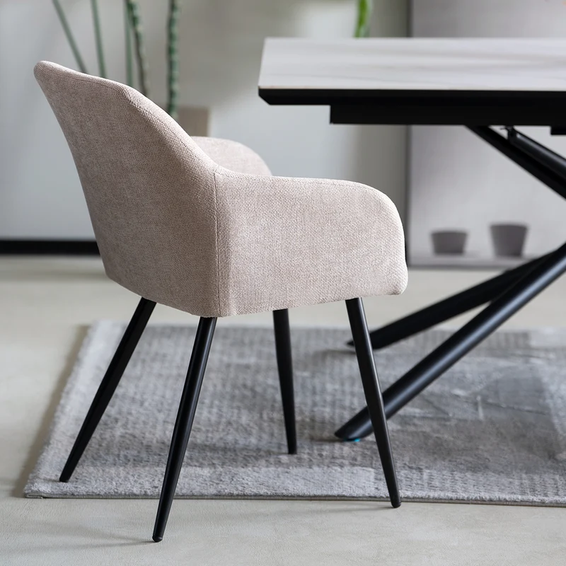 Fauteuil salle à manger Frazer [Lot de 2] [Tissu effet lin]