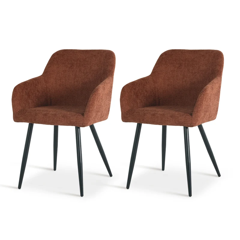 Fauteuil salle à manger Frazer [Lot de 2] [Tissu effet lin]