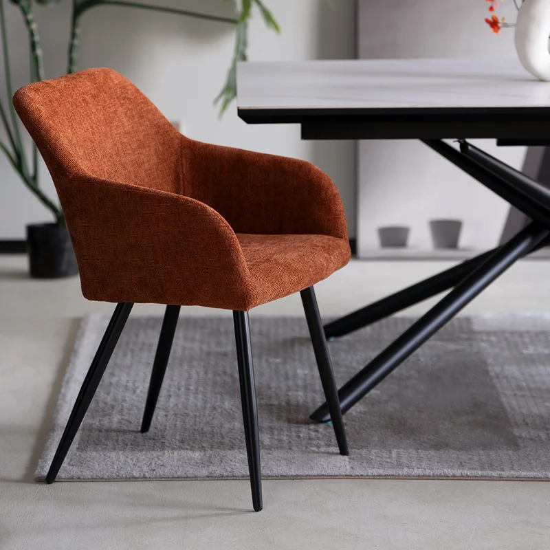 Fauteuil salle à manger Frazer [Lot de 2] [Tissu effet lin]