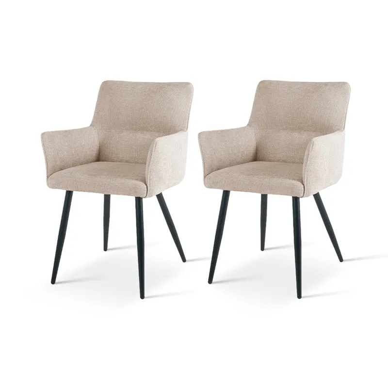 Fauteuil salle à manger Kaya [Lot de 2] [Tissu effet lin]