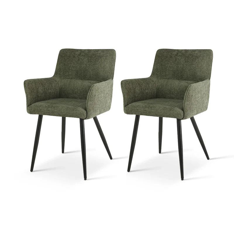 Fauteuil salle à manger Kaya [Lot de 2] [Tissu effet lin]