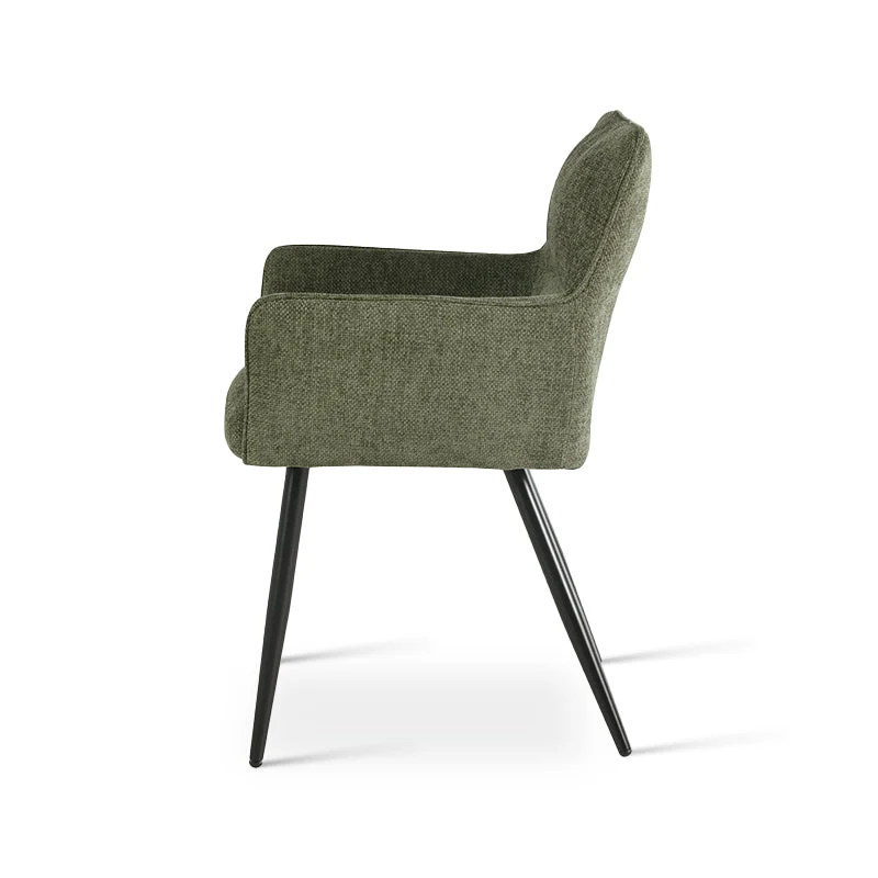 Fauteuil salle à manger Kaya [Lot de 2] [Tissu effet lin]