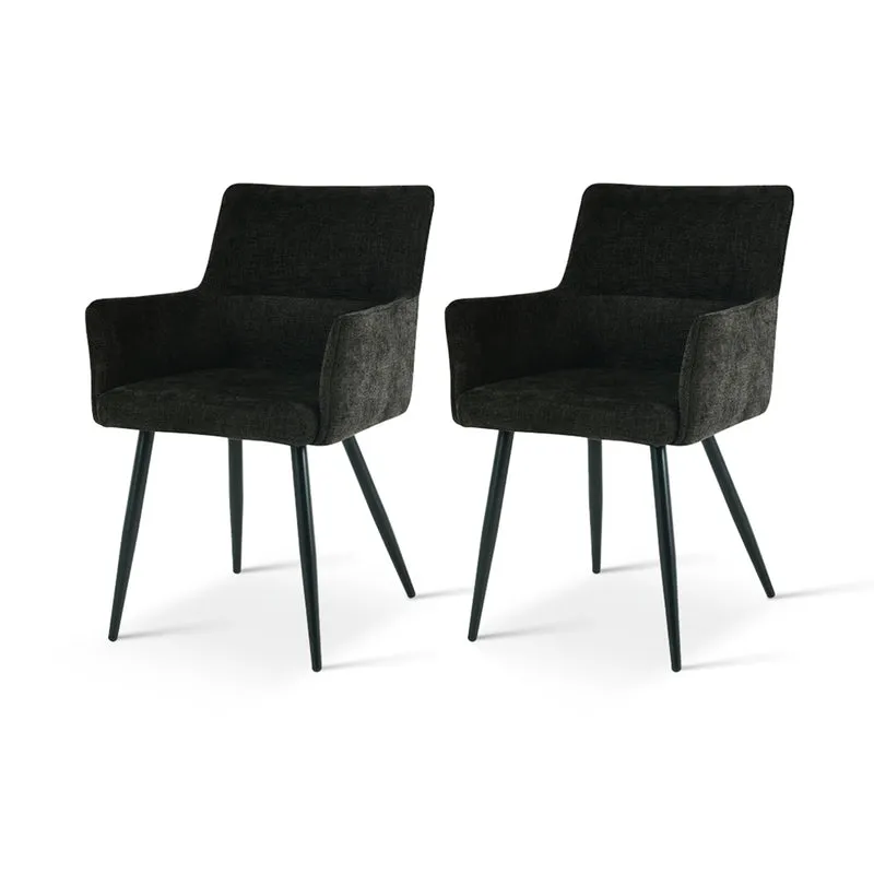 Fauteuil salle à manger Kaya [Lot de 2] [Tissu effet lin]