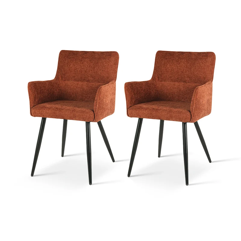 Fauteuil salle à manger Kaya [Lot de 2] [Tissu effet lin]