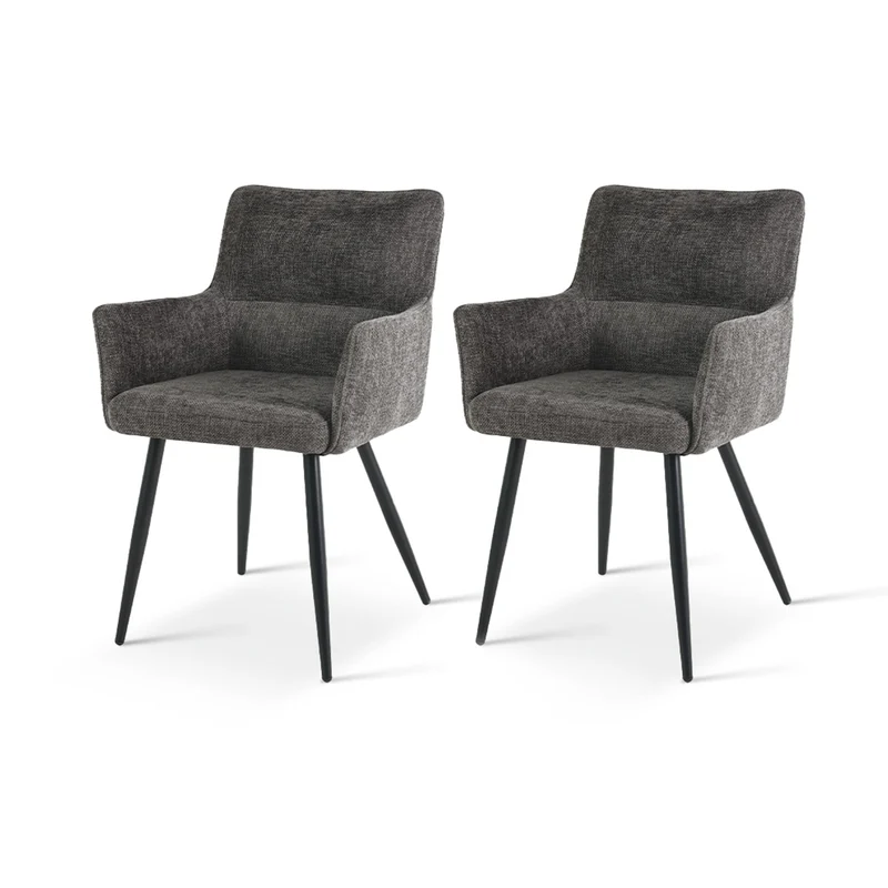 Fauteuil salle à manger Kaya [Lot de 2] [Tissu effet lin]