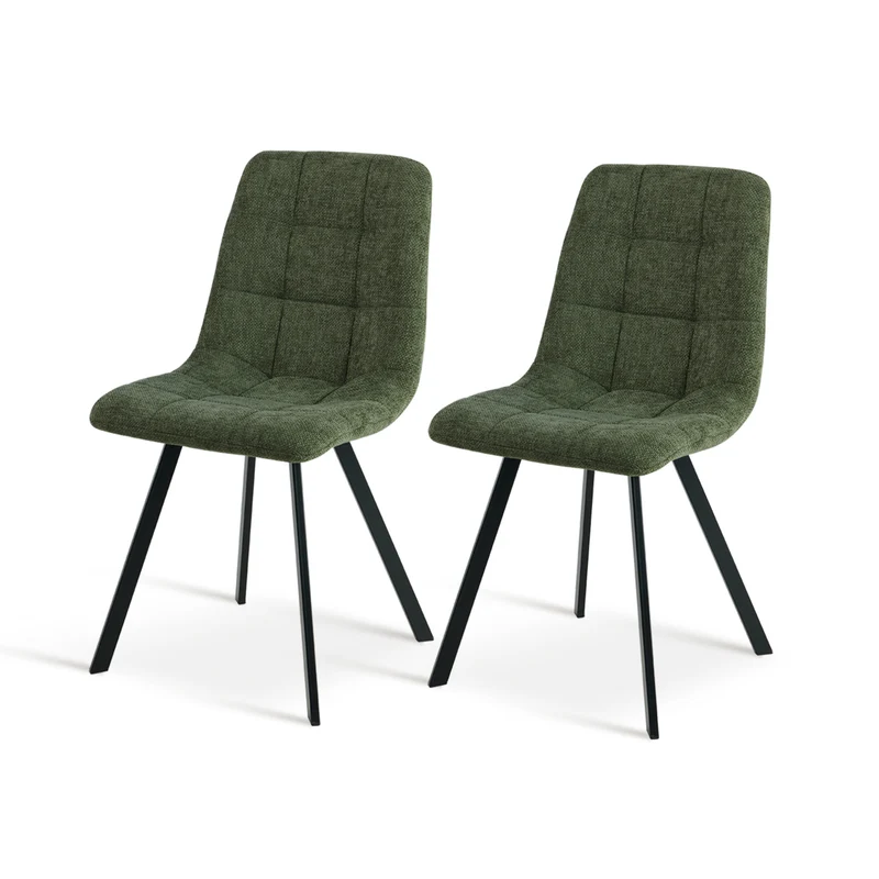 Chaise de salle à manger Aoife Sleek [Lot de 2] [Tissu effet lin]