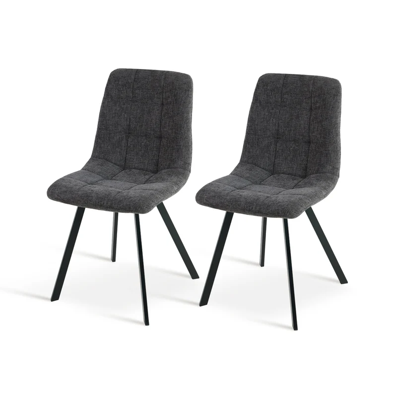 Chaise de salle à manger Aoife Sleek [Lot de 2] [Tissu effet lin]