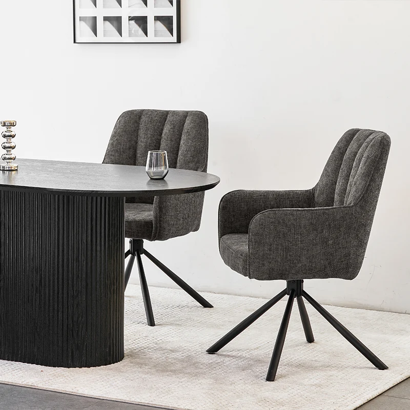 Fauteuil salle à manger pivotantes à 360° Ciara [Lot de 2] [Tissu effet lin]