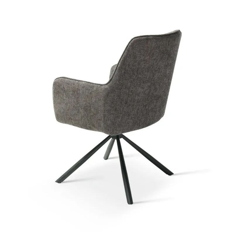 Fauteuil salle à manger pivotantes à 360° Ciara [Lot de 2] [Tissu effet lin]