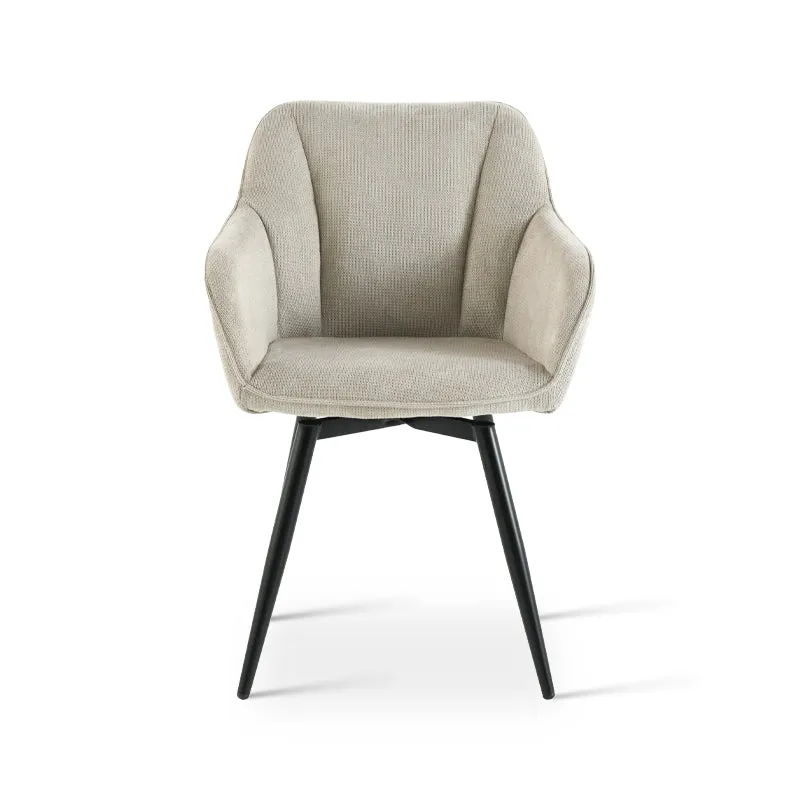 Fauteuil salle à manger pivotantes à 360° Sienna [Lot de 2] [Tissu effet lin]