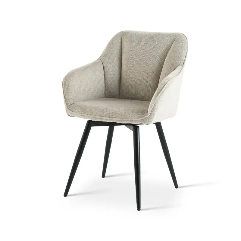 Fauteuil salle à manger pivotantes à 360° Sienna [Lot de 2] [Tissu effet lin]