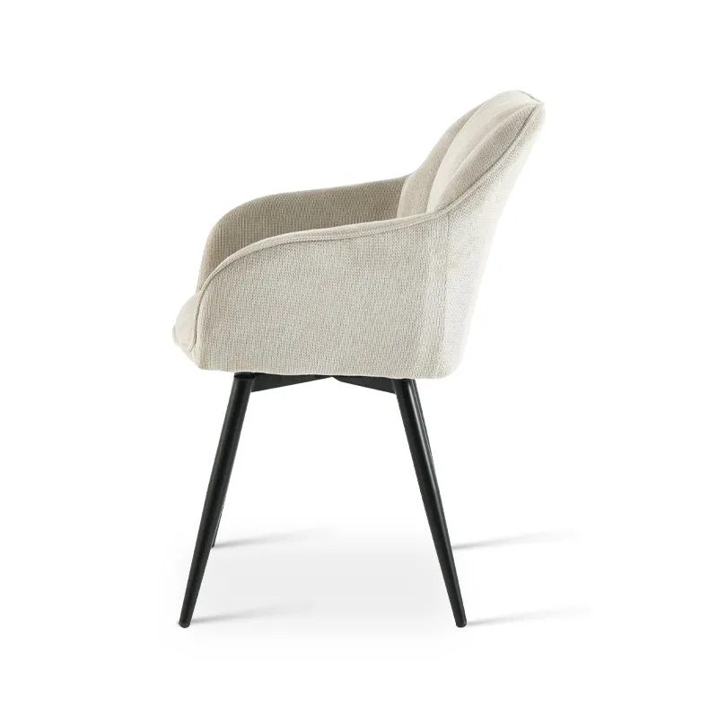 Fauteuil salle à manger pivotantes à 360° Sienna [Lot de 2] [Tissu effet lin]