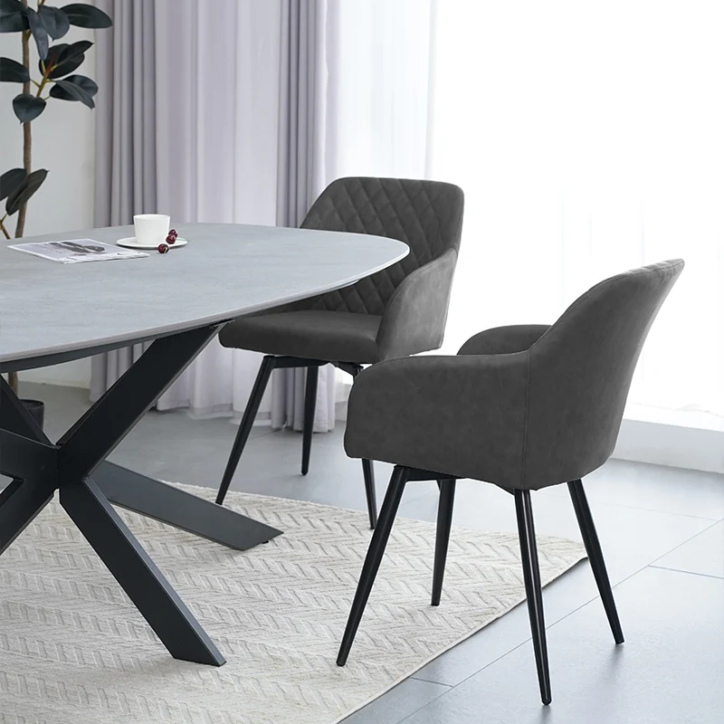 Fauteuil salle à manger pivotant à 360 Frazer Diamond [Lot de 2] [Simili cuir] [Gris]