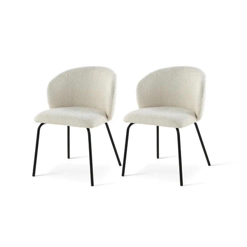 Chaise de Salle à Manger Yasin [Lot de 2] [Tissu Bouclette]