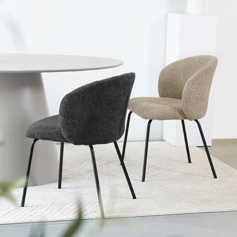 Chaise de Salle à Manger Yasin [Lot de 2] [Tissu Bouclette]