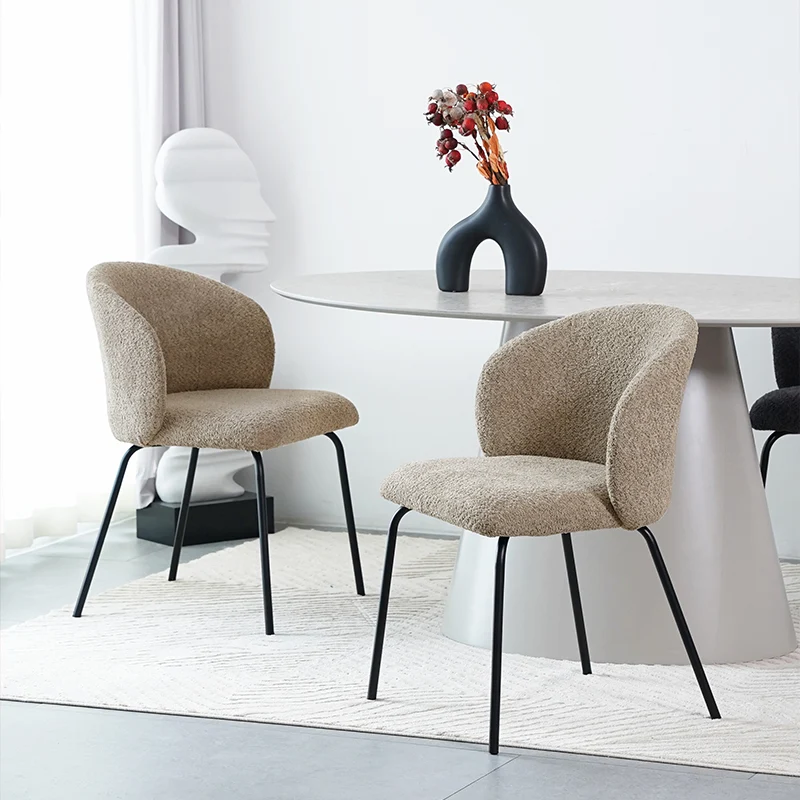 Chaise de Salle à Manger Yasin [Lot de 2] [Tissu Bouclette]