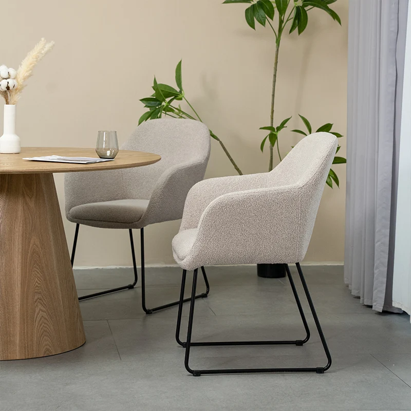 Fauteuil salle à manger Neve [Lot de 2] [Tissu Bouclette]
