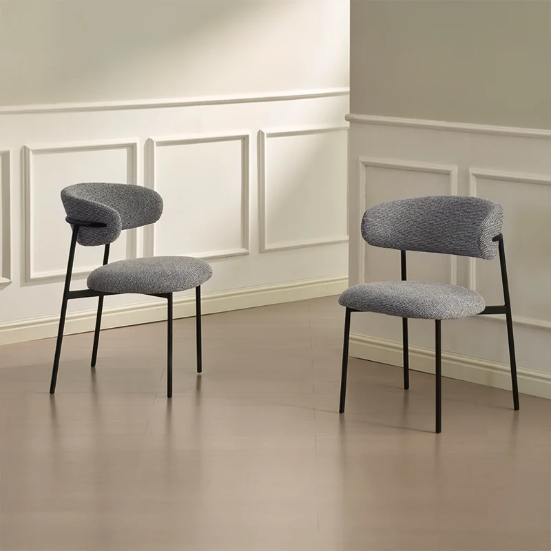 Chaise de salle à manger Zahra [Lot de 2] [Tissu Boucle][Tissu effet lin] [⌀ 1.9 cm]