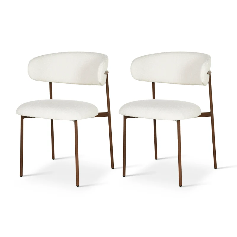 Chaise de salle à manger Zahra [Lot de 2] [Tissu Boucle][Tissu effet lin] [⌀ 1.9 cm]