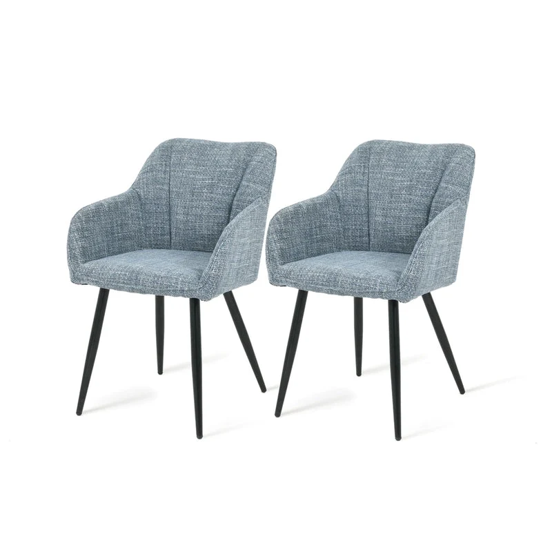 Fauteuil salle à manger Sienna Garden [Lot de 2] [Tissu effet lin]