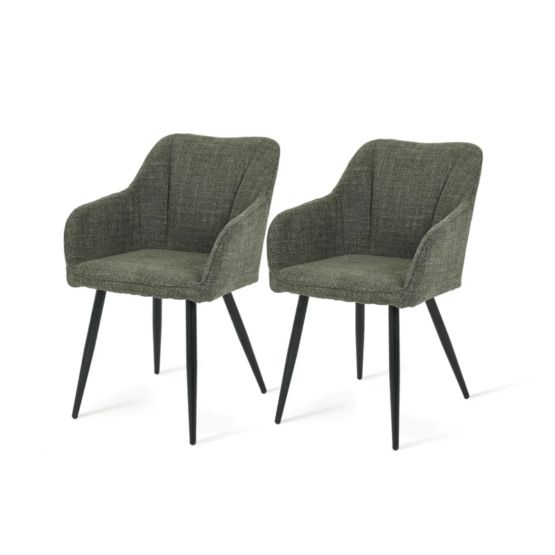 Fauteuil salle à manger Sienna Garden [Lot de 2] [Tissu effet lin]