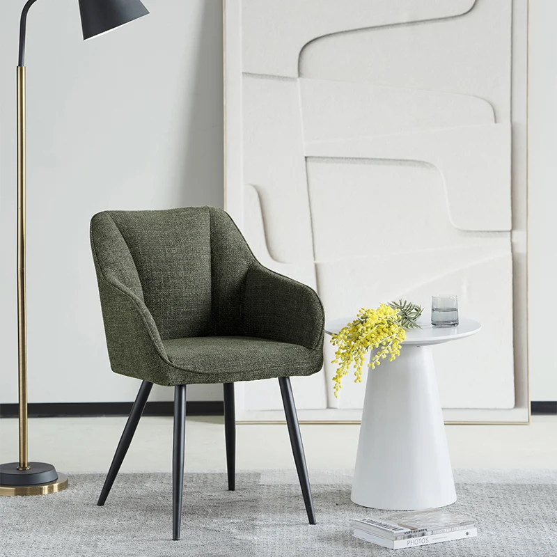 Fauteuil salle à manger Sienna Garden [Lot de 2] [Tissu effet lin]