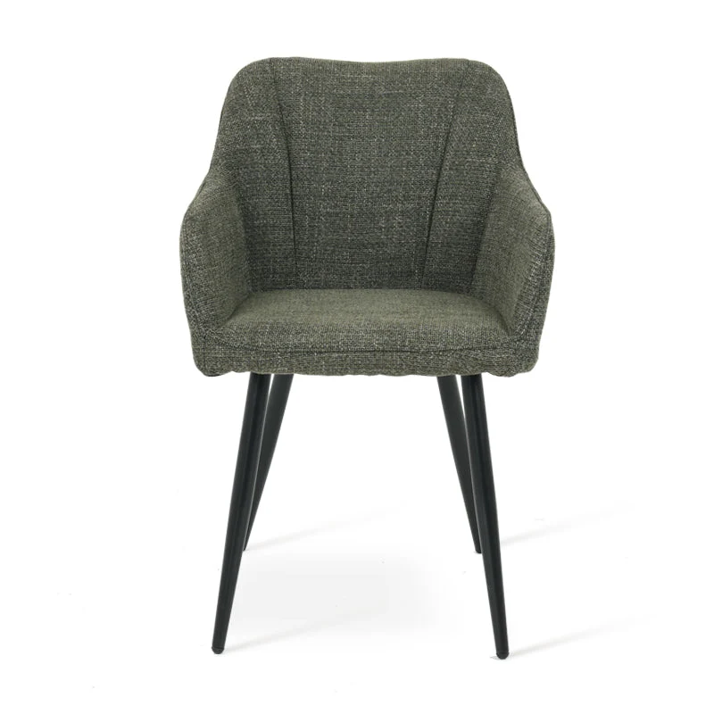 Fauteuil salle à manger Sienna Garden [Lot de 2] [Tissu effet lin]
