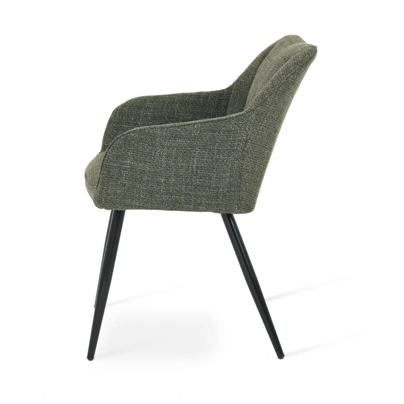 Fauteuil salle à manger Sienna Garden [Lot de 2] [Tissu effet lin]