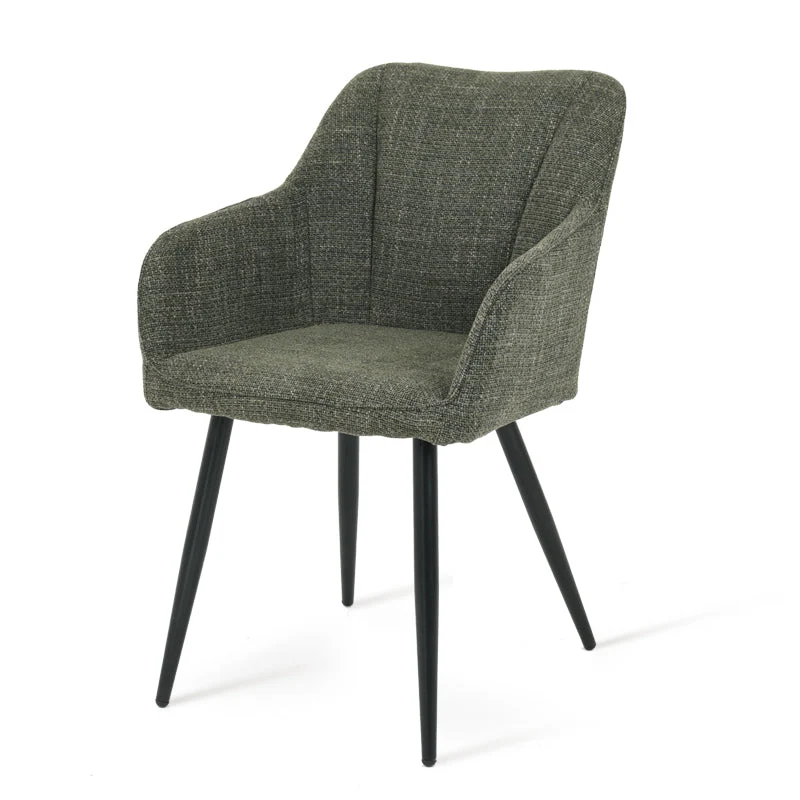 Fauteuil salle à manger Sienna Garden [Lot de 2] [Tissu effet lin]