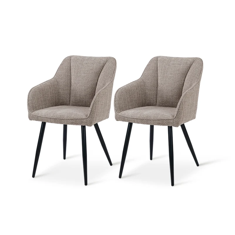 Fauteuil salle à manger Sienna Garden [Lot de 2] [Tissu effet lin]