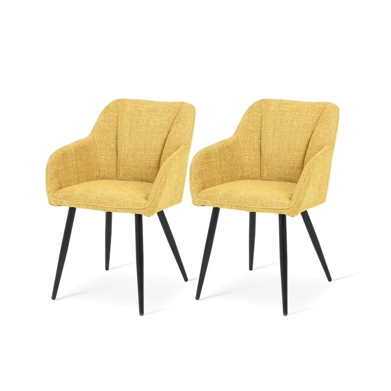 Fauteuil salle à manger Sienna Garden [Lot de 2] [Tissu effet lin]