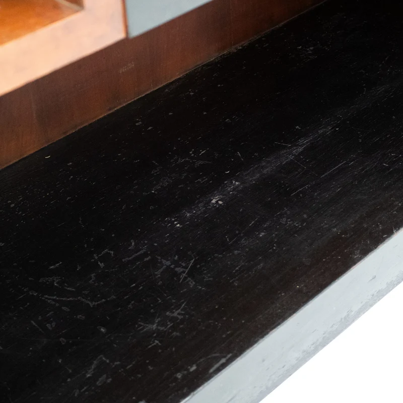 Art Deco Wooden Cabinet with Black Lacquered Door
