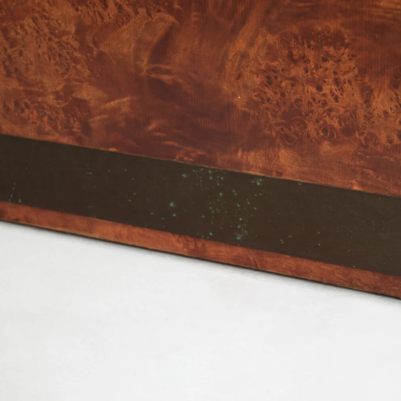 Vintage Burl Wood Cube Cabinet with Two Drawers
