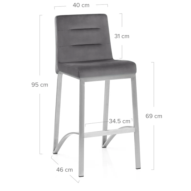 Tabouret Velours - Stella Gris Foncé