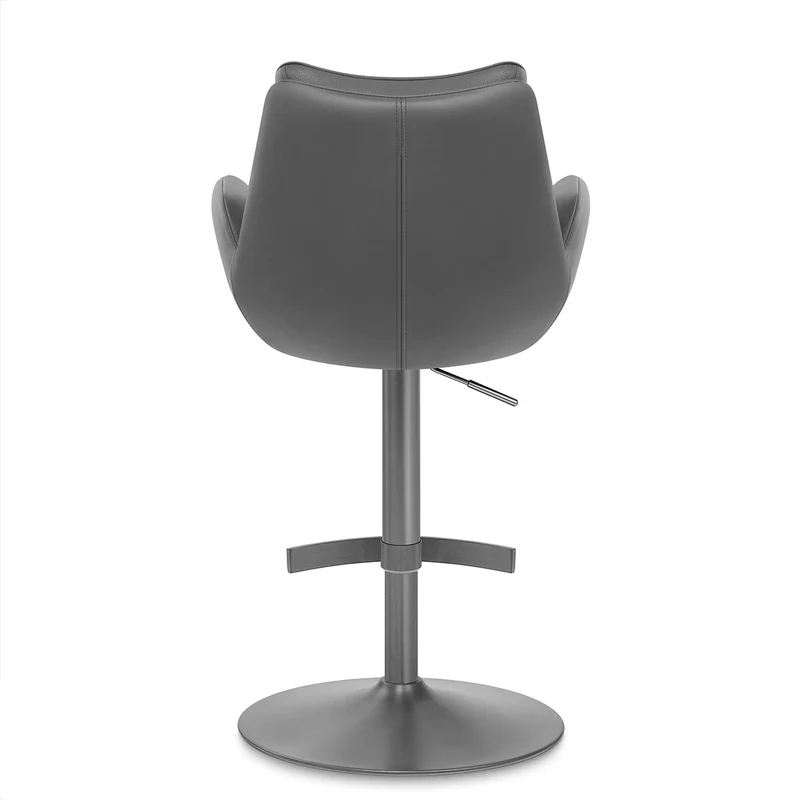 Chaise de Bar Cuir Veritable Graphite Brosse - Seville Gris Fonce