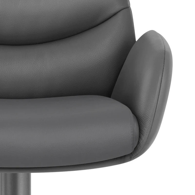 Chaise de Bar Cuir Veritable Graphite Brosse - Seville Gris Fonce