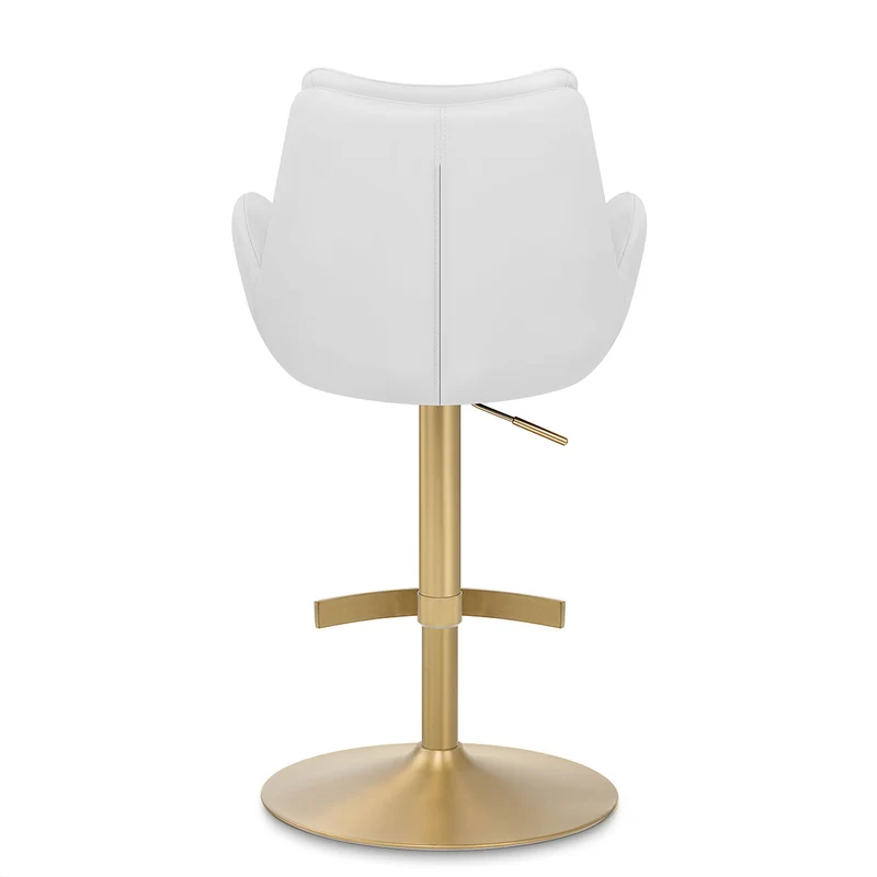 Chaise de Bar Cuir Veritable Or Brosse - Seville Blanc